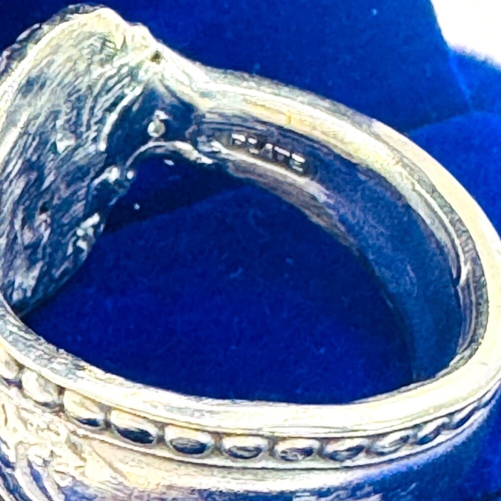 Silver-Plated Spoon Ring With Intricate Boho Metalwork & 6MM Citrine Size 8 - Picture 7 of 16